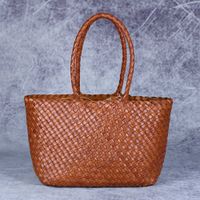 Strandbeutel gewebte Tasche handgefertigte oberste Schicht Cowide Women's Bag im Netz Red Bag 230223