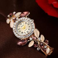 Polshorloges mode -stijl dames sterrenhemel sky simple bloemblaadjes diamant armband kijken grote kristal kwarts horlogewistwatches iris22