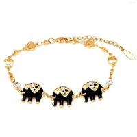Bracelets porte-bonheur bijoux d'anniversaire réglables de noël Triple éléphant plaqué or mode quotidienne exquis strass femmes Bracelet