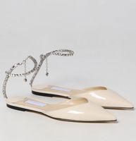 Komfort Saeda Sandalen Schuhe spitze Zehen Ballett Wohnungen für Frau Kristallkettenstraps Party Hochzeitskleid Glitzer Luxus Lady Gehen EU35-43