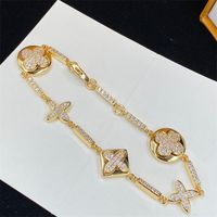 Gouden bedelarmbanden mode mode mousserende diamant armband ontwerper luxe casual sieraden vrouwen roségouden zilveren bloemen armbanden