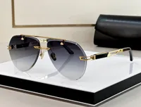Mode luxe ontwerper De Duken zonnebrillen Mens Classic Metal Frameless Pilot Shape Glazen Zomer Business Business Style Eyewear Anti-Ultraviolet met Case