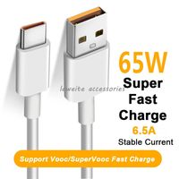 65W 6.5A USB Tipo C Cable de carga Super-Fast Super Vooc Cable para Realme 9i 9 Pro 8 7 x7 x50 GT GT2 OPPO Find x5 x3 n Reno 7