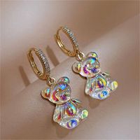 Cute Bear Drop Earrings Golden Copper Zircon Earrings Gifts ...