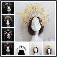 Stirnbänder Virgin Hola Diy Materialpaket Gothic Lolita Crown Stirnband Wunderschöne Vintage Mary Cross Kopfbedeckung Stirnband 230301