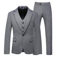 Trajes para hombres blazers (chaleco de chaqueta) elegante solapa de muesca gris 3 piezas de novio para el novio para bodas
