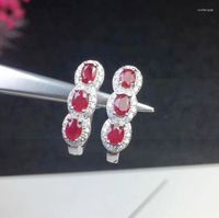 Boucles d'oreilles cerceaux Natural Real Ruby ou Emerald Earding 925 Silver Silver Bijoux 0,35CT 6PCS Gemstone # S8092413