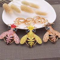 Keychains Hingestone Bee Keyrings for Women Crystal Crystal Cool Insect Pendante Car Chaînes Clé Solder Rings Drop