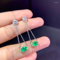 أقراط Dangle Kjjeaxcmy Fine Jewelry 925 Sterling Silver Gem Gemty Green Green Aquamarine Women's Condring Super
