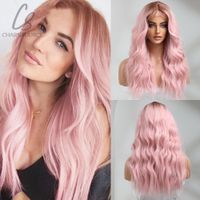 Lace Wigs CharmSource Long Natural Wavy Hair Front Pink Part...