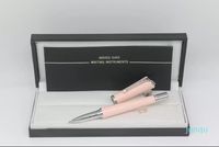 Roller penna color corpo rosa con rivestimento in argento e penna di fornitura della scuola di perle bianca