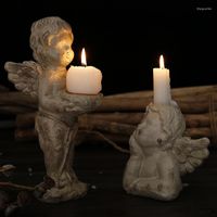 Держатели свечей скандинавский ретро -купид -ангел держатель украшения украшения садовые двор литературный подарок