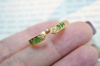 클러스터 링 SX Solid 18K Gold 0.35ct Nature Emerald Gemstones for Women Fine Jewelry Six Word Admonition
