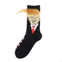 트럼프 양말 장식 재미있는 남자 선거 스푸핑 대통령 양말 3D 가짜 헤어 승무원면 양말 스트리트웨어 힙합