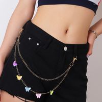 Keychains Trendy Hip Hop Gold Color Double Layer Chain Keych...