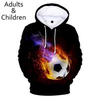 Hoodies de futebol 3D estampados casuais masculinos moletons da moda Autumn Kids Hoodie Adequado meninos de meninas preto Pullovers2775