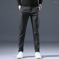 Мужские брюки 4 цвета осень мужчина бизнес Маленький прямой повседневная модальная хлопковая эластичность сплошные брюки мужской бренд зеленый черный