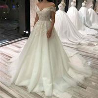 Vestido de noiva de pérolas de renda boho do ombro simples vestidos de noiva 2021 vestidos de noiva para mulheres robe de tamanho grande mariee199y