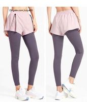İki parçalı ll sahte legging kısa set eşofmanları cep ile cep anti-shrink gym spor pantolon eğitim tayt legging