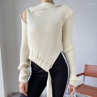 Women' s Sweaters High Elastic Winter Irregular Collar W...