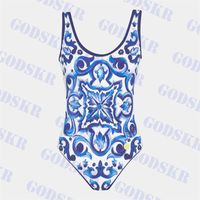 Blue Jacquard Swimwear One Piece Bikini для женщин сексуальные купальные купальники без спины костюм