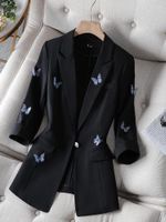 Женские костюмы Женщины шикарная элегантная офисная леди одно пуговица Blazer Vintage Poat Fashion Jackets Blazers с длинными рукавами