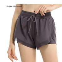 Yoga Ll Pantalones cortos para mujeres Pantalones cortos Fitness de doble capa