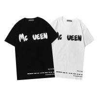 Mens T Shirt Mektup Baskı Tişörtleri Lüks Siyah Moda Tasarımcısı Yaz Yüksek Kalite Üst McQueen Kısa Kol Boyutu S-XXXL