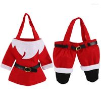 Décorations de Noël Père Noël/Elfe Costume Bonbons Traiter Sacs Porte-Cadeaux Avec Poignées Pour L'année De Vacances De Mariage