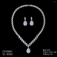 Collier Boucles d'oreilles Set Crystal CZ Cumbic Zirconia Bridal Wedding Drop Brings Femme Accessoires CN10001