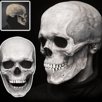 Halloween Party Full Head Skull Skull Mask with Movable Jaw Scary Látex Mascaras de mascarada de cosplay de tamaño para adultos
