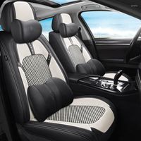 Autositzabdeckungen für Limousinen SUV Haltbares Leder Universal Full Set fünf Seaders Kissenmatten Vorder- und Rückseite Abdeckung