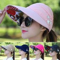 Sombreros de borde anchos moda para mujer, mujeres, vacaciones de verano, sombrero de sol plegable anti-uv playa, cubos de visera casual