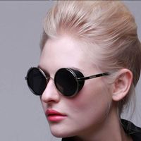 Sunglasses Steampunk Vintage Round Men Women Retro Trend Big...