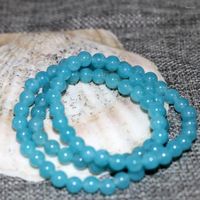 Calcedonio di pietra naturale blu Strand Jades6mm perline rotonde multistrato 3 file braccialetti donne gioielli 18 pollici b2892