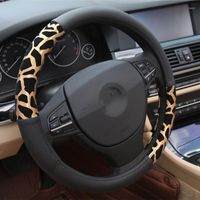 Stuurwiel omvat universele gepersonaliseerde luipaardprint autohoes voor meisjes pluche decoratie -accessoires