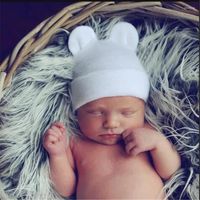 Hüte Kleinkind Wintergeborenes Baby weich warm gestrickte feste Streifenkappe Unisex Säuglingsohren Mütze Hut Motorhaube für