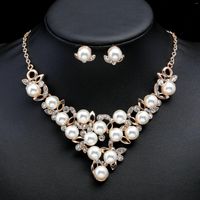 Orecchini da collana set di gioielli perla donne abiti da sposa da sposa per Dubai