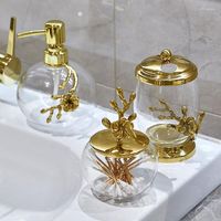 Badaccessoire set Vintage Pure koperen pruimenbloesem badkamer decoratie huismodel kamer toiletartikelen messing glas katoenen wattenstaafje kan opbergruimte