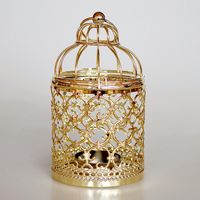 Candle Holders Europe Golden Hollow Metal Pattern Cylinder H...