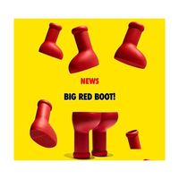 Сапоги дизайнер MSCHF Big Red Astro Boy Boot Cartoon Into Life Fashion Men Women Shouse Rainboots Rubber Controun