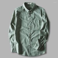 Chemises décontractées pour hommes 2023 mode coton lin chemise pour hommes couleur neutre bouton à manches longues hommes Slim Fit Blouses