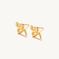 Stud Earrings Gold Color Snake For Women Men 925 Sterling Si...