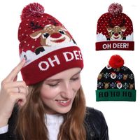 ديكورات عيد الميلاد 2023 سنة LED قبعات خفيفة خفيفة قبعة سترة من المنسوجة للبالغين حفلة فتى