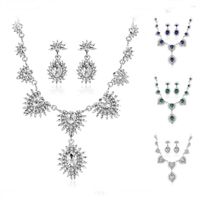 Orecchini di collana set 1 Forta cristallo in cristallo intarsiata di girasole da sposa forma glitter abito da sposa abito gioiello accessorio