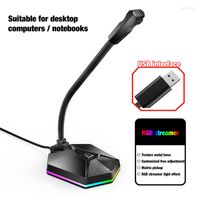 Microphones EST USB RGB Light Microphone Högkvalitativ datorspel Mic Desktop Condenser för PC Laptop Streaming
