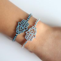 Brangle Jewelry Factory for Copper Fashion Micro Pave Turquose Hamsa Hand Connector Tennis Bracelet Femmes Wholesale1