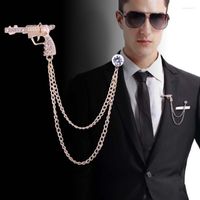 Broches Fashion Pistol Men Broche de oro de diamantes de diez rianas con arma de arma de arma