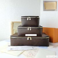 Brown flower Storage box Genuine Leather Travel Jewelry boxs...