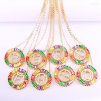 Colliers pendants 6pcs colorés cubiques zircones lettres intities bijoux de mode féminine